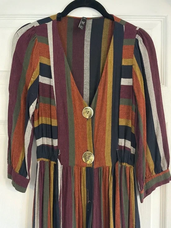 Zara Striped Block Print Midi Dress - Picture 2 of 7